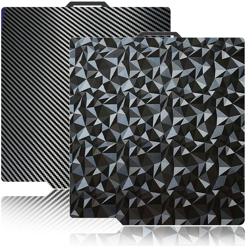 Wefuit JUUPINE 3D Printer Build Plate Smooth PEO+Smooth PET 257x257mm Spring Steel Sheet for Bambu Lab P2S/X1/X1C/X1E/P1P/P1S/A1 Flexible Sheet Removable Platform (Carbon Fiber + Diamond Pattern) - Image 1